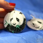 portret misia panda, kolczyki z misiem panda